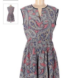 J Crew Smocked Waist Silk MiniDress - V neck